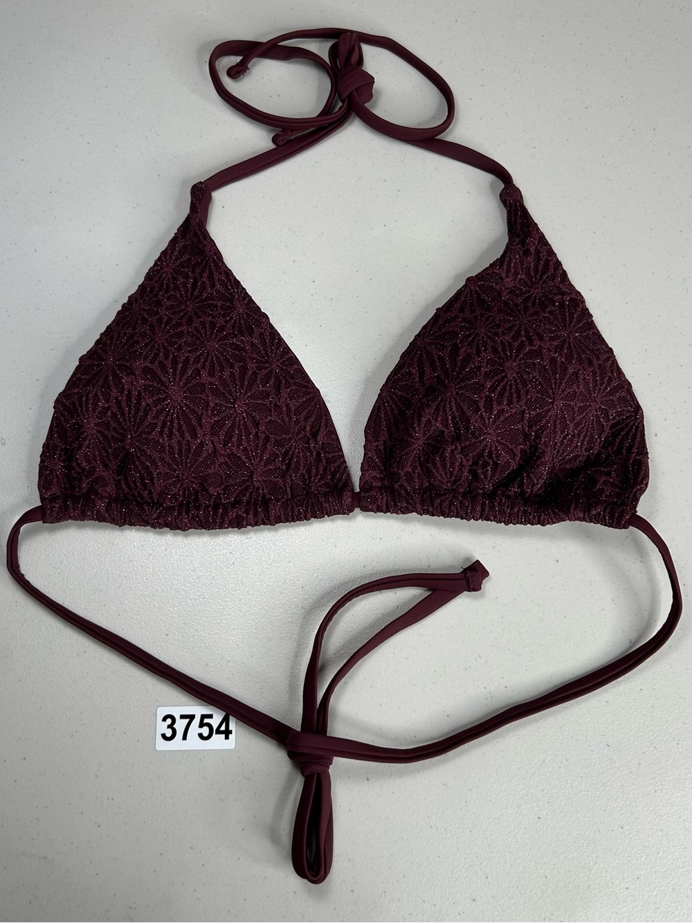 Berlook XL Dark Coffee Textured Triangle Bikini Top Halter